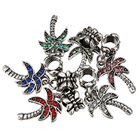 European Stíl Sinc Alloy Pendants, Crann, dath airgid antique plátáilte, gan troll & le rhinestone, dathanna níos mó le haghaidh rogha, nicil, luaidhe & caidmiam saor in aisce, 29mm, 13x17x2mm, 7x10x7mm, Poll:Thart 5mm, 100ríomhairí pearsanta/Lot, Díolta De réir Lot