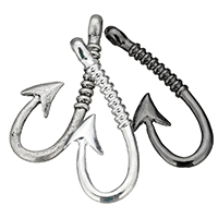 Zink Alloy Halsband, Pirate Fishhook, plated, fler färger för val, nickel, bly och kadmium gratis, 16x39x2mm, Hål:Ca 3mm, 100PC/Lot, Säljs av Lot