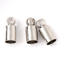 Messing End Cap, Kolonne, platin farve forgyldt, bly & cadmium fri, 3.5x8mm, Hole:Ca. 1mm, 3mm, 1000pc'er/Bag, Solgt af Bag