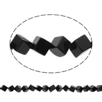 Natural Black Agaat kralen, Zwarte Agaat, Kubus, natuurlijk, 12mm, Ca 35pC's/Strand, Per verkocht Ca 15.5 inch Strand