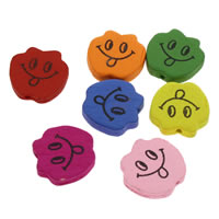 legno Smile Face modello perla, Mela, stampa, colori misti, 20x4mm, Foro:Appross. 1mm, 500PC/borsa, Venduto da borsa