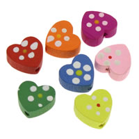 Wood Beads Heart printing mixed colors Approx 1mm Sold By Bag