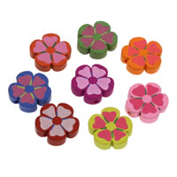 Wood Beads Flower printing mixed colors Approx 1mm Sold By Bag