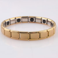 Roestvrij staal armbanden, gold plated, glazuur, 10mm, Per verkocht Ca 7.4 inch Strand