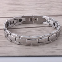 Stainless Steel Sund Bracelet, med Magnetisk Hæmatit, emalje, oprindelige farve, 12mm, Solgt Per Ca. 8.2 inch Strand