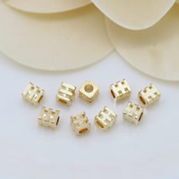 مجوهرات النحاس الخرز, المستطيل, 24K مطلية بالذهب, النيكل والرصاص والكادميوم الحرة, 3x3.50mm, حفرة:تقريبا 1mm, 100أجهزة الكمبيوتر/الكثير, تباع بواسطة الكثير