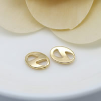 Conector de jóias de bronze, cobre, Oval achatado, Ouro banhado 24K, laço de 1/1, níquel, chumbo e cádmio livre, 7x10mm, Buraco:Aprox 2mm, 100PCs/Lot, vendido por Lot