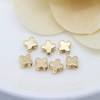 24K Gold Perlen, Messing, Blume, 24 K vergoldet, frei von Nickel, Blei & Kadmium, 6x3mm, Bohrung:ca. 0.8mm, 100PCs/Menge, verkauft von Menge