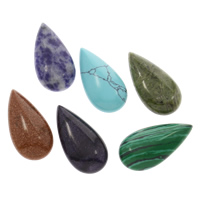 Ædelsten Cabochon, flad bagside & blandet, 15x30x6mm, 5pc'er/Bag, Solgt af Bag