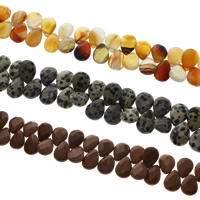 Blandet Gemstone perler, Ædelsten, Teardrop, forskellige materialer til valg & facetteret, 13x18x6mm, Hole:Ca. 1mm, Ca. 29pc'er/Strand, Solgt Per Ca. 7 inch Strand