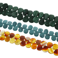 Gemstone smykker perler, Ædelsten, Teardrop, forskellige materialer til valg, 14x17x3mm, Hole:Ca. 1mm, Ca. 25pc'er/Strand, Solgt Per Ca. 8.5 inch Strand