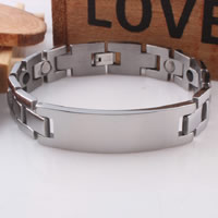 Stainless Steel Sund Bracelet, med Magnetisk Hæmatit, emalje, oprindelige farve, 48mm, Solgt Per Ca. 8 inch Strand