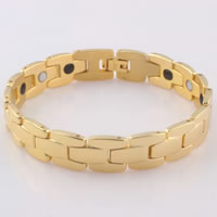 aço inoxidável Bracelete saudável, with hematita não magnética, cromado de cor dourada, esmalte, 13mm, vendido para Aprox 8.2 inchaltura Strand