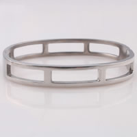 Rozsdamentes acél bangle, Stainless Steel, az eredeti szín, 9mm, Belső átmérő:Kb 65x60mm, Hossz Kb 7.4 inch, Által értékesített PC