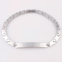 Rustfrit stål smykker Armbånd, Stainless Steel, oprindelige farve, 6.50mm, Solgt Per Ca. 8.4 inch Strand