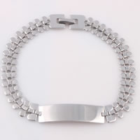 Stainless Steel smycken Armband, ROSTFRITT STÅL, ursprungliga färgen, 10mm, Såld Per Ca 9 inch Strand