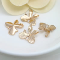 Colgantes de la joyería de cobre amarillo, metal, Flor, chapado en oro de 24 K, con bucle, libre de níquel, plomo & cadmio, 16mm, agujero:aproximado 2mm, 1.5mm, 50PCs/Grupo, Vendido por Grupo