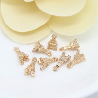 Messing Schmuck Anhänger, Eiffelturm, 24 K vergoldet, frei von Nickel, Blei & Kadmium, 5x10mm, Bohrung:ca. 1mm, 50PCs/Menge, verkauft von Menge