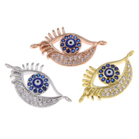 Evil Eye Connector Brass plated evil eye pattern & micro pave cubic zirconia & enamel & 1/1 loop nickel lead & cadmium free Approx 1mm Sold By Bag