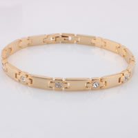 Stainless Steel Jewelry Bracelet gold color plated with rhinestone 6mm Sold Per Approx 8.2 Inch Strand