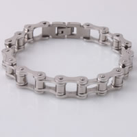 Bracelet homme, acier inoxydable, chaîne de vélo & pour homme, couleur originale, 11mm, Vendu par Environ 7.8 pouce brin