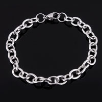 Roestvrij staal armbanden, ovale keten, oorspronkelijke kleur, 7mm, Per verkocht Ca 8.2 inch Strand