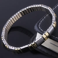 Bracciale gioielli in acciaio inossidabile, acciaio inox, placcato, bicolore, 7mm, Venduto per Appross. 8 pollice filo