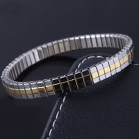 Rustfrit stål smykker Armbånd, Stainless Steel, forgyldt, to tone, 7mm, Solgt Per Ca. 7.4 inch Strand