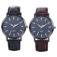 tulevat On® Men korut Watch, PU, kanssa Lasi & Sinkkiseos, plumbum musta väri päällystetty, enemmän värejä valinta, nikkeli, lyijy ja kadmium vapaa, 39mm, Pituus N. 9.6 tuuma, Myymät PC