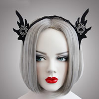 Filt Gothic Hair Band, med Lace & Jern & Zinc Alloy, antik sølv farve forgyldt, Halloween smykker gave, nikkel, bly & cadmium fri, 115mm, Solgt af PC