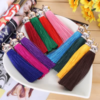 décoratif Tassel, Fibre de polyester, avec plastique revêtu de cuivre, Plaqué de couleur d'or rose, plus de couleurs à choisir, 80mm, Trou:Environ 2mm, 10PC/lot, Vendu par lot