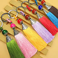 Key Chain, Nylon, med Zinc Alloy, Tassel, forgyldt, flere farver til valg, 140mm, Solgt af Strand