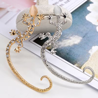 Trendy ear cuffs, Zinc Alloy, met Cats Eye, roestvrij staal oorbel bericht, Gekko, plated, met strass, meer kleuren voor de keuze, lood en cadmium vrij, 65mm, Verkocht door pair