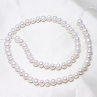 Brambor pěstované sladkovodní perle, Sladkovodní Pearl, přírodní, bílý, 6-7mm, Otvor:Cca 0.8mm, Prodáno za Cca 15.5 inch Strand