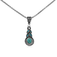 Zinklegering halskettingen, Zinc Alloy, met ijzeren ketting & Synthetische Turquoise, met 5cm extender keten, Kalebas, antiek zilver plated, lantaarn keten & met strass, lood en cadmium vrij, 18x42mm, Lengte Ca 18.5 inch, 3strengen/Bag, Verkocht door Bag