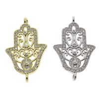 Prás Nascóirí, Hamsa, plátáilte, Ioslam jewelry & micrea réiteach zirconia ciúbach & 1/1 lúb, dathanna níos mó le haghaidh rogha, nicil, luaidhe & caidmiam saor in aisce, 26x16x3mm, Poll:Thart 1mm, 10ríomhairí pearsanta/Mála, Díolta De réir Mála