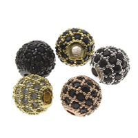 Kubni cirkonij Micro Pave Brass perle, Mesing, Krug, pozlaćen, micro utrti kubni cirkonij, više boja za izbor, nikal, olovo i kadmij besplatno, 6mm, Rupa:Približno 1mm, 10računala/Torba, Prodano By Torba