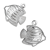 Acciaio inossidabile Animal Ciondoli, acciaio inox, Pesce, colore originale, 17.50x18x6mm, Foro:Appross. 1.5mm, 500PC/lotto, Venduto da lotto