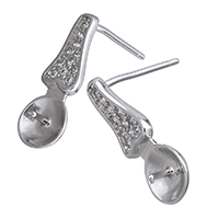 925 Sterling Silver Earring Post, 925 prata esterlina, micro pavimento em zircônia cúbica, 5.5x15x12mm, 0.9mm, 0.9mm, 5Pairs/Lot, vendido por Lot