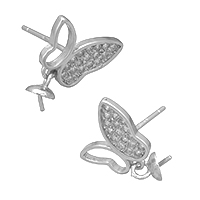 925 Sterling Silver Örhängen Drop, Fjäril, micro bana cubic zirconia, 11x8.5x12mm, 5x4x5mm, 0.6mm, 0.9mm, 5Pairs/Lot, Säljs av Lot