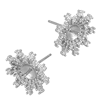 925 Sterling Silver Earring bericht, 925 Sterling Zilver, Bloem, micro pave zirconia, 13x13x15mm, 0.8mm, 0.9mm, 5paren/Lot, Verkocht door Lot