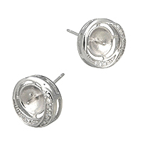 925 Sterling Silver Earring Post, 925 prata esterlina, micro pavimento em zircônia cúbica, 11x11x14.5mm, 1mm, 0.9mm, 5Pairs/Lot, vendido por Lot