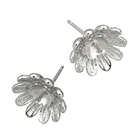 925 Sterling Silver Earring příspěvek, Květina, 12x12x15.5mm, 0.8mm, 0.9mm, 5páry/Lot, Prodáno By Lot