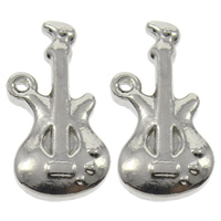 Rustfrit stål smykker Vedhæng, Stainless Steel, Guitar, oprindelige farve, 11x20x3mm, Hole:Ca. 1mm, 100pc'er/Bag, Solgt af Bag