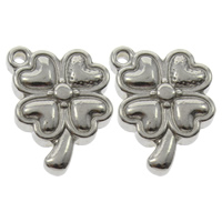 Nerezová ocel Šperky Přívěsky, Nerez, Four Leaf Clover, Původní barva, 15x12.50x4mm, Otvor:Cca 1mm, 100PC/Bag, Prodáno By Bag