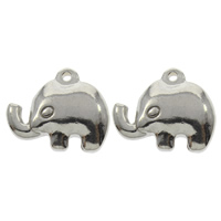 Aço inoxidável animal Pingentes, Elefante, cor original, 15x13x4mm, Buraco:Aprox 1mm, 100PCs/Bag, vendido por Bag