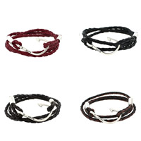 PU cavo bracciali, with lega in zinco, Pirate Amo, speranza di parola, placcato argento antico, unisex & con modello lettera & 3-filo, nessuno, 600mm, Lunghezza Appross. 23 pollice, 12Strandstrefolo/borsa, Venduto da borsa