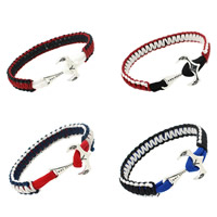 Nylon Cord Bracelets with Zinc Alloy Anchor antique silver color plated nautical pattern & Unisex & with letter pattern 220mm Length Approx 8.5 Inch Sold By Bag