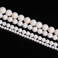 Abalorios de Coral, Coral natural, Esférico, natural, diverso tamaño para la opción, Blanco, agujero:aproximado 1mm, longitud aproximado 15 Inch, Vendido por Grupo