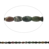 Βρύα φυσικό Agate χάντρες, Moss Agate, Ωοειδής, πολύπλευρη, 8x12mm, Τρύπα:Περίπου 1mm, Μήκος Περίπου 14.5 inch, 5Σκέλη/τσάντα, Περίπου 32PCs/Strand, Sold Με τσάντα